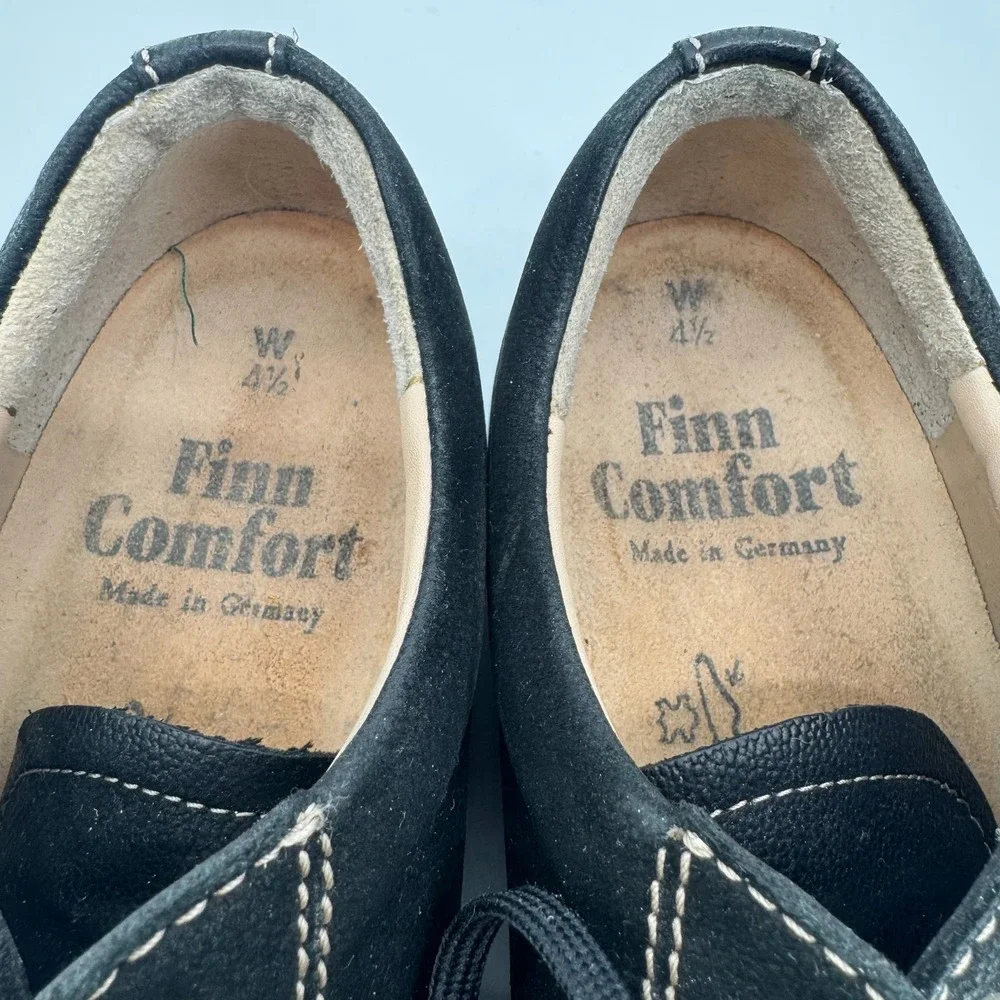 Finn Comfort Soho-S Shoes Womens 38 Black Nubuck Leather Comfort Germany Oxford